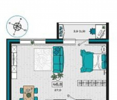 1-комн, 46 кв м, этаж 2/5 ул Солнечная, 7 1