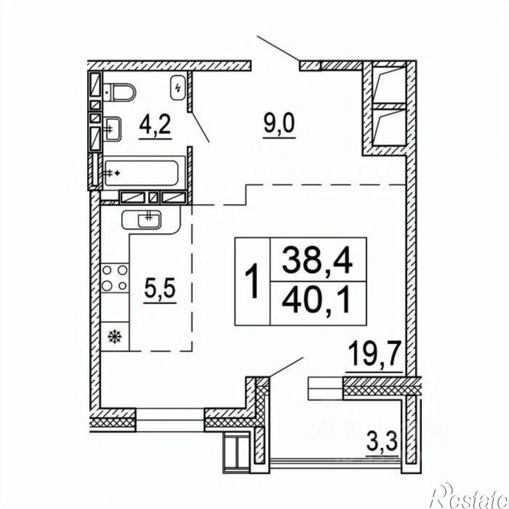 1-комн квартира в новом доме Краснознамённая улица, 113,  д. 113