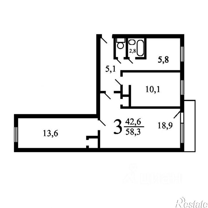 3-комн квартира ул Вокзальная, 3,  д. 3